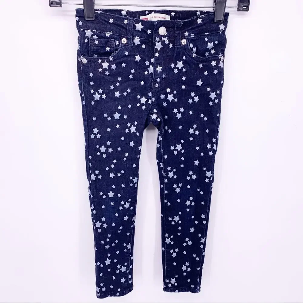 Levi’s 710 Super Skinny Glitter Star Print Girls Jeans Size 5/6